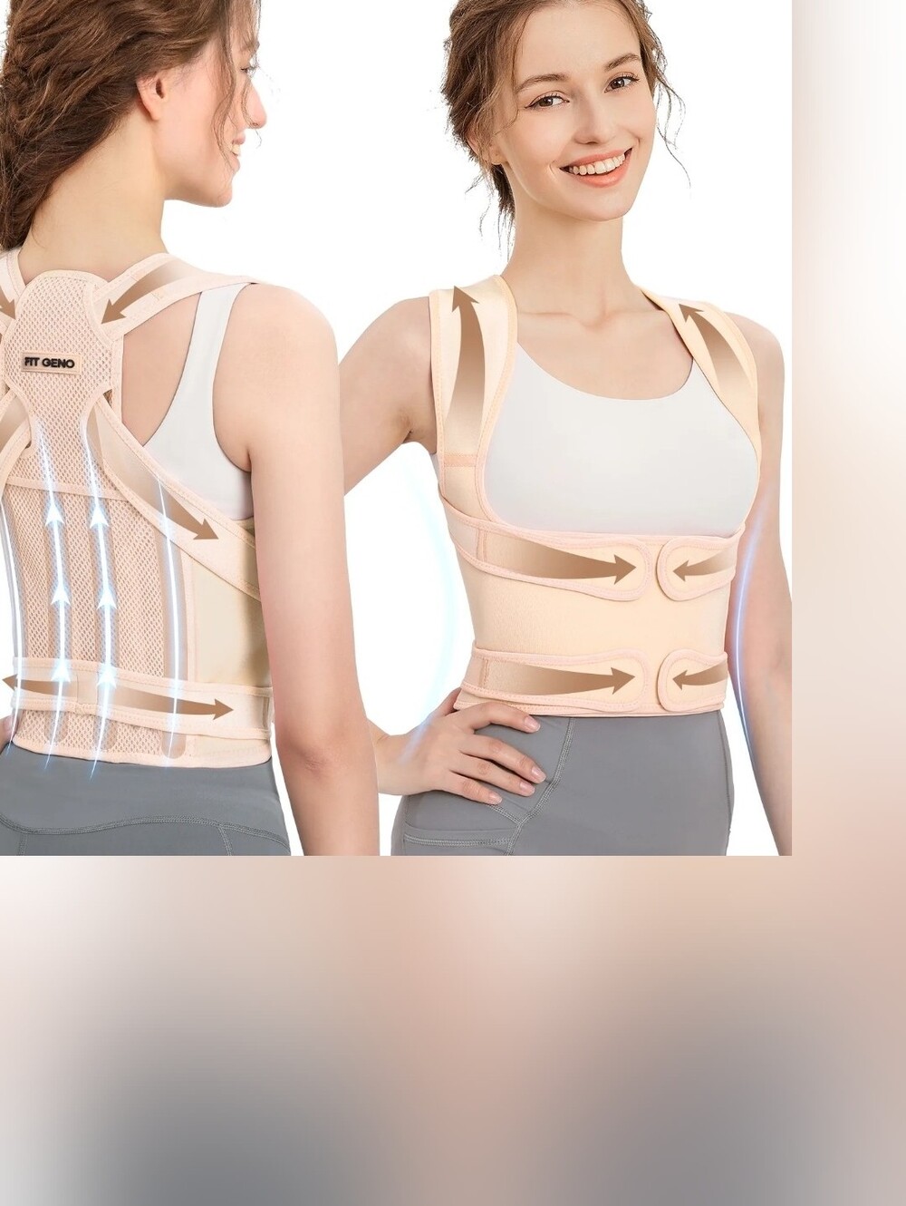 Fit Geno Adjustable Posture Corrector Nude New